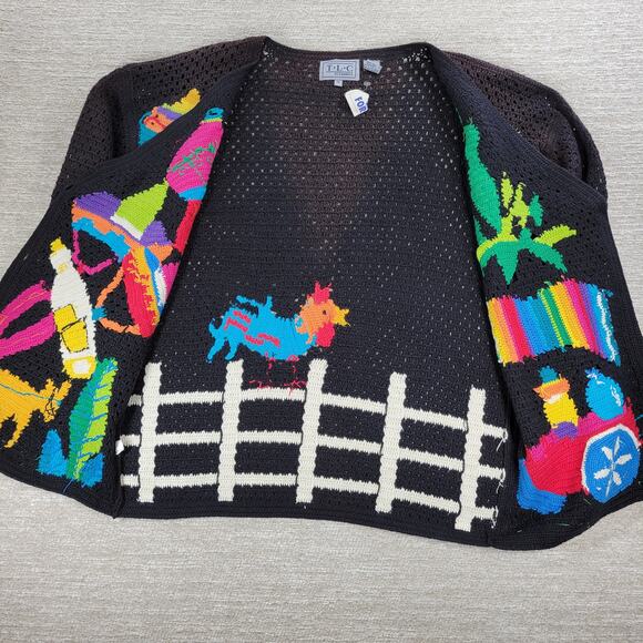 Vintage TLC by Lambert Mexican Fiesta Cardigan Sweater Crochet Knit NWT Size M - Picture 5 of 16